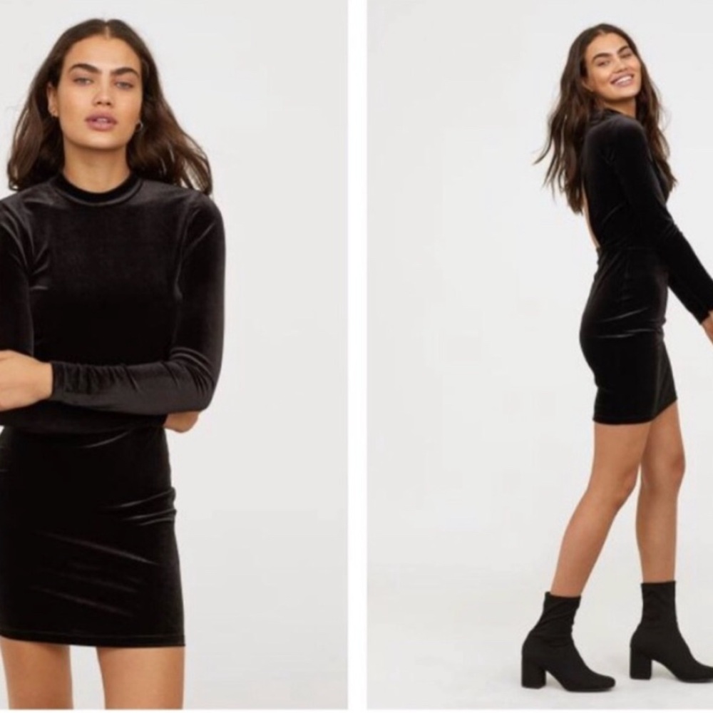 Divided Elegant Black Open-Back Dress